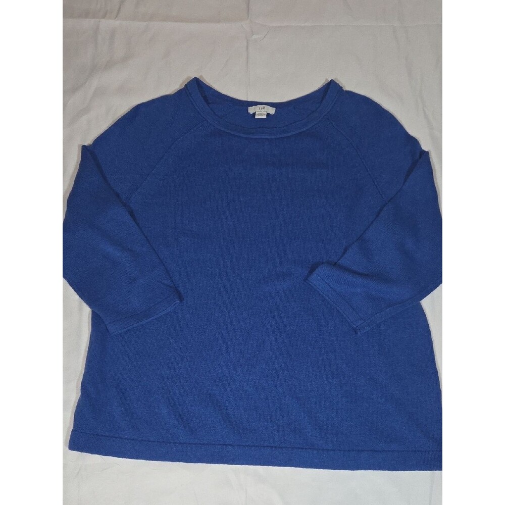 J. Jill Blue Long Sleeve Oversized linen blend sweater Shirt Size XS Petite